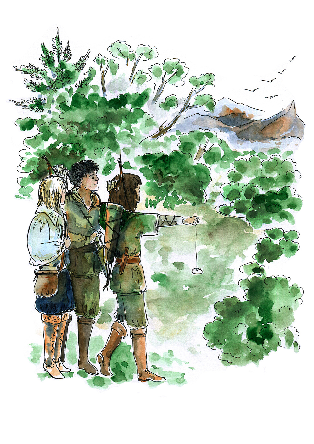 Watercolor interior illustration from Phoenix Rising, Chapter 13
