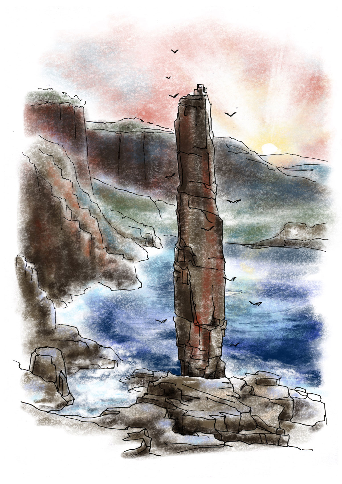 Watercolor interior illustration from Crodor the Ancient, Chapter 24