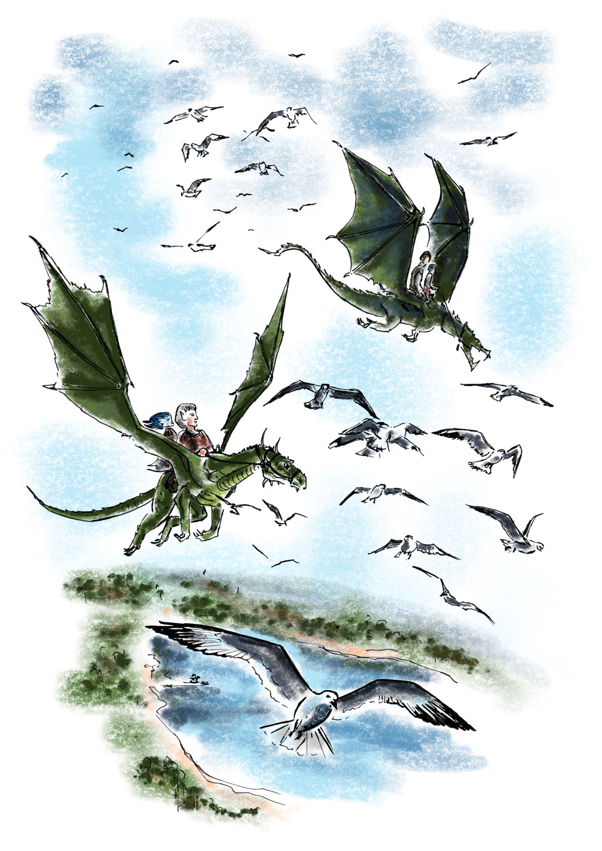 Watercolor interior illustration from The Twelfth Scepter, Chapter 10