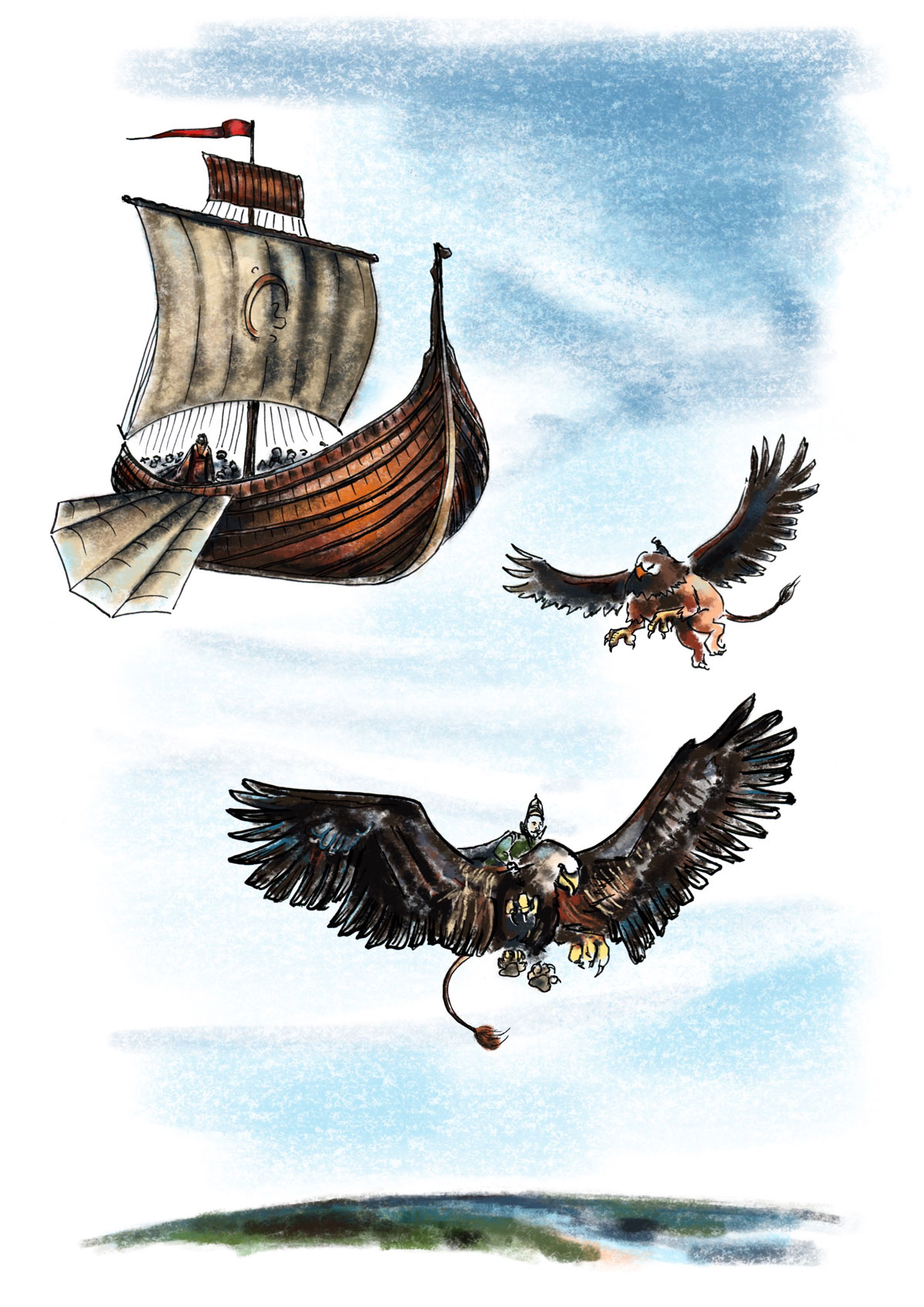 Watercolor interior illustration from The Twelfth Scepter, Chapter 21