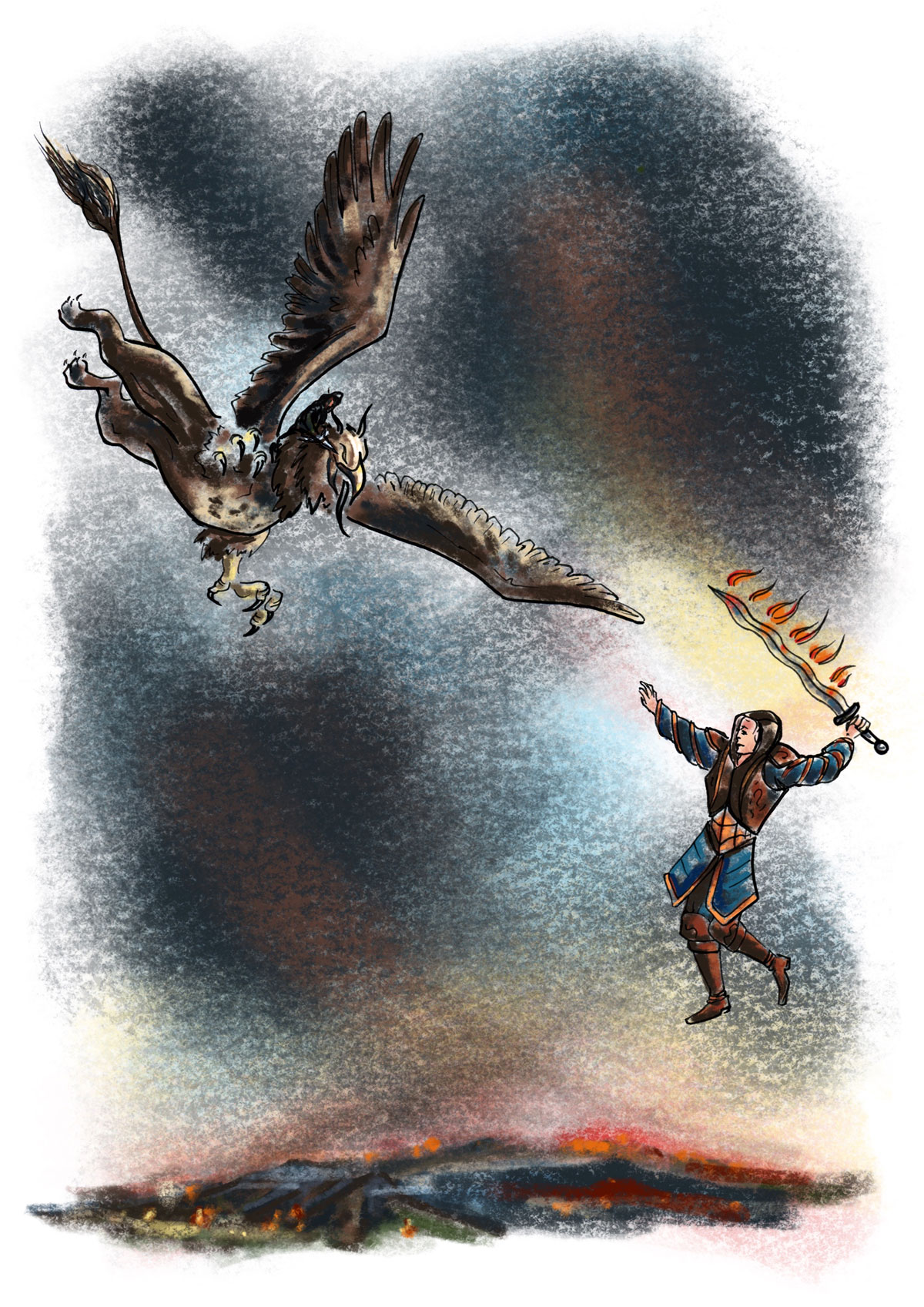Watercolor interior illustration from The Twelfth Scepter, Chapter 26